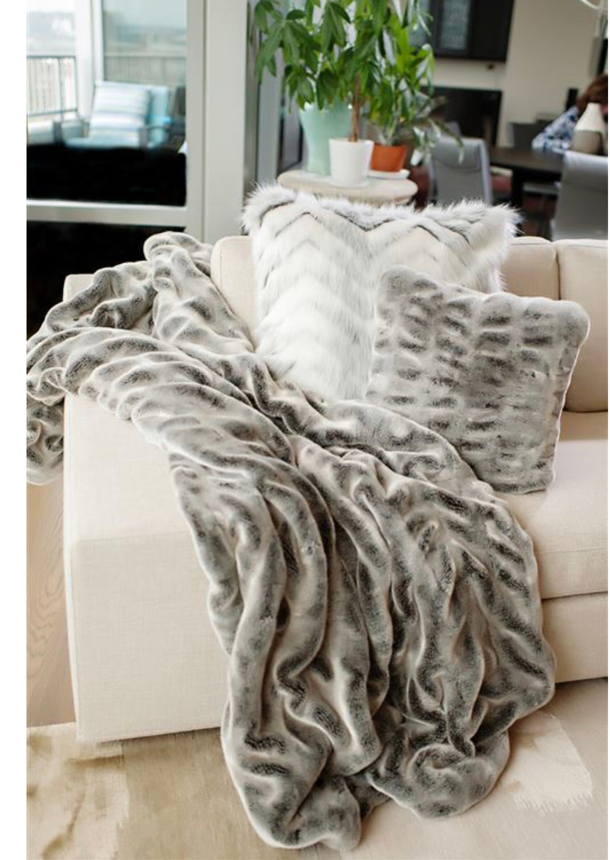 Couture Grey Mink Faux Fur Throw 60”x72”