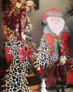 Load image into Gallery viewer, Leopard Santa in Long Coat Metal Outdoor/Indoorm
