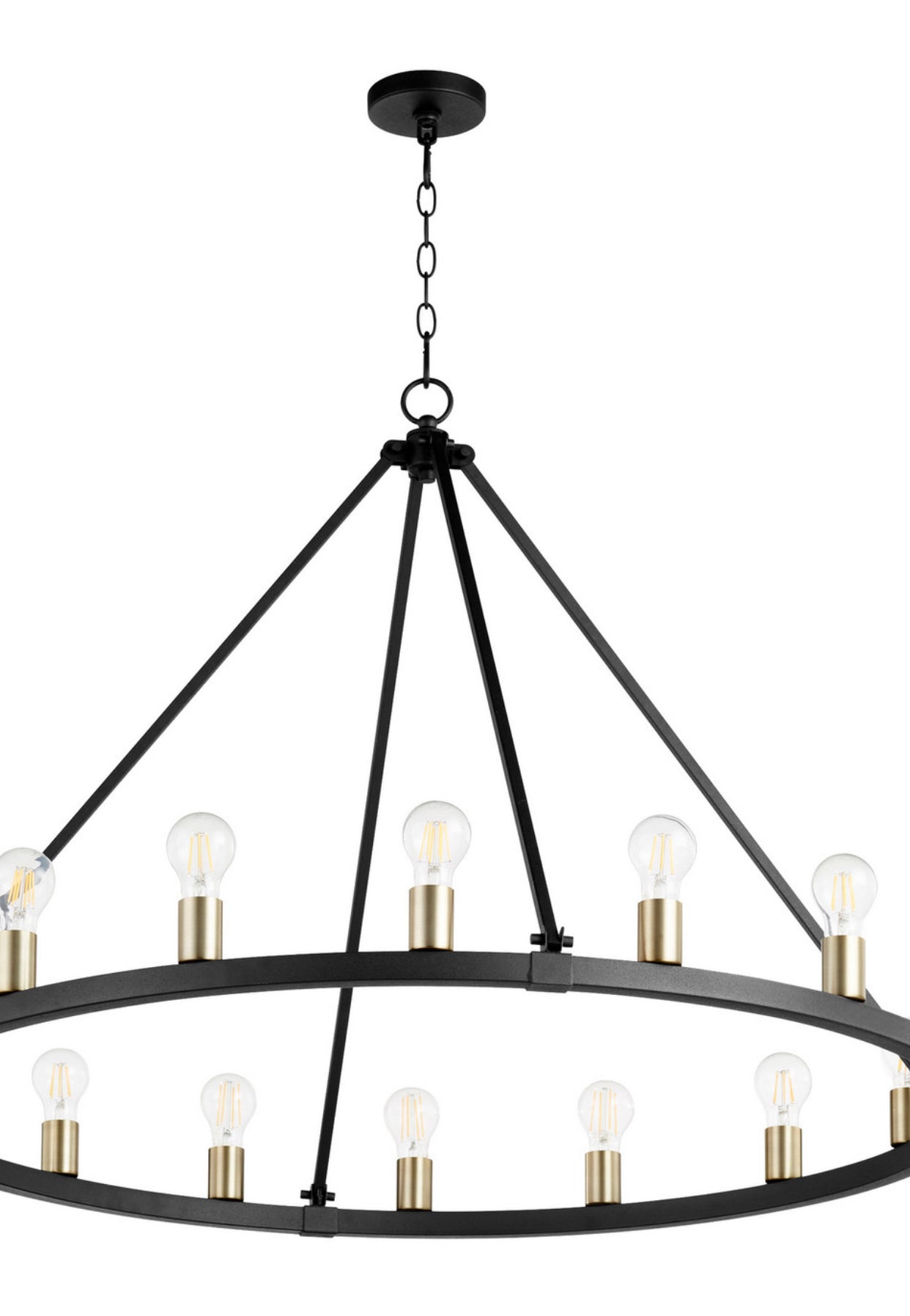 Paxton Round 16 LT Chandelier in Noir with Aged Brass