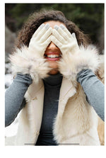 Load image into Gallery viewer, Taupe Fox Faux Fur Cream Tech Gloves
