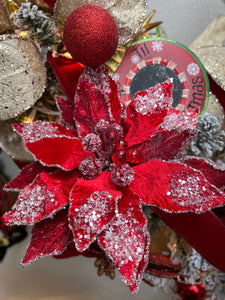 Ruby Red Glam Velvet Poinsettia with Sequins Pack of 3