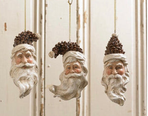 Set of 3 Santa Pinecone Ornaments