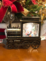 Load image into Gallery viewer, Santa Clause in Bronze Train Snow Globe LED
