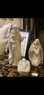 Load image into Gallery viewer, White Shimmer 3pc. Large Nativity Set
