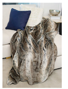 Gray Rabbit Faux Fur Throw 60"x72"