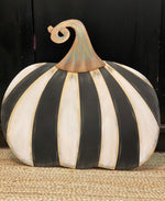 Load image into Gallery viewer, Large Short Black &amp; White Striped Pumpkin Stake
