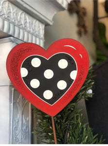 Valentines Day: Set of 3  Black & White Red Hearts