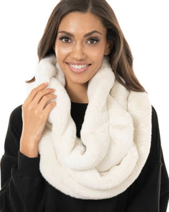 Ivory Ruffled Faux Mink Infinity Scarf