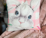 Load image into Gallery viewer, Pink Bunny Pillow with Pink and White Check
