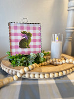 Load image into Gallery viewer, Pink Check and Bunny  Mini Print with Galvanized Frame
