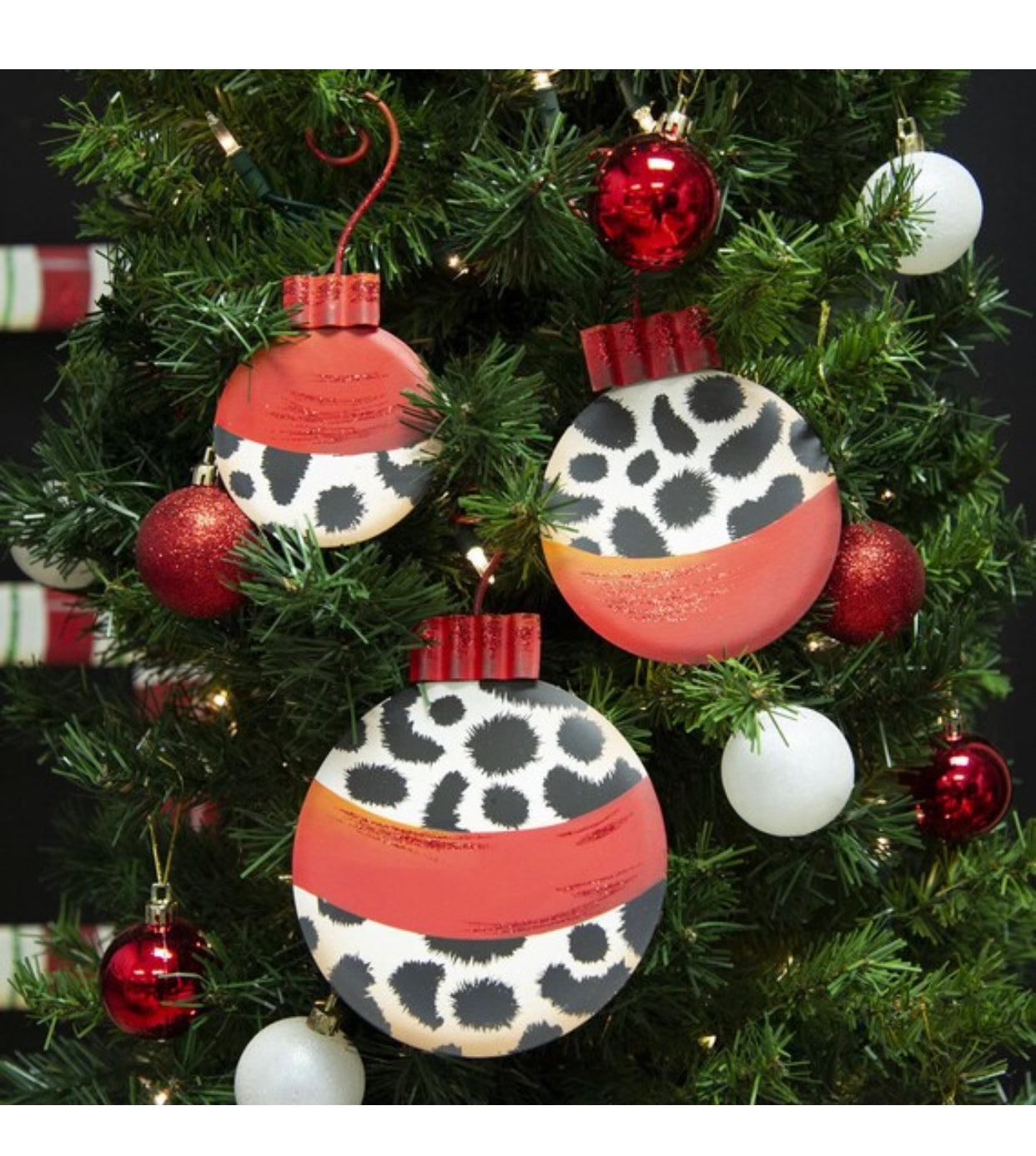 Red Leopard Set of 3 Ornaments