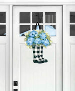 Load image into Gallery viewer, Spring Pack: Door Hanger and Flag Rain Boot Black and White
