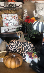 Load image into Gallery viewer, Large Metal Leopard Pumpkin with easel and stake
