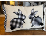 Load image into Gallery viewer, Black &amp; White Gingham Bunnies Pillow
