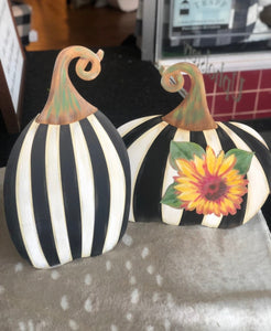 Tall Small Black & White Striped Pumpkin