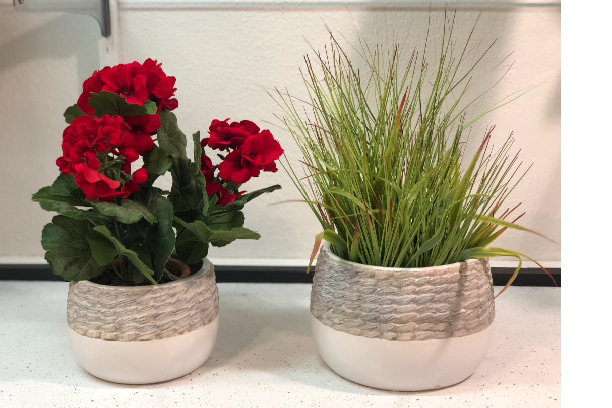 Set of 2 Short Stoneware Pots