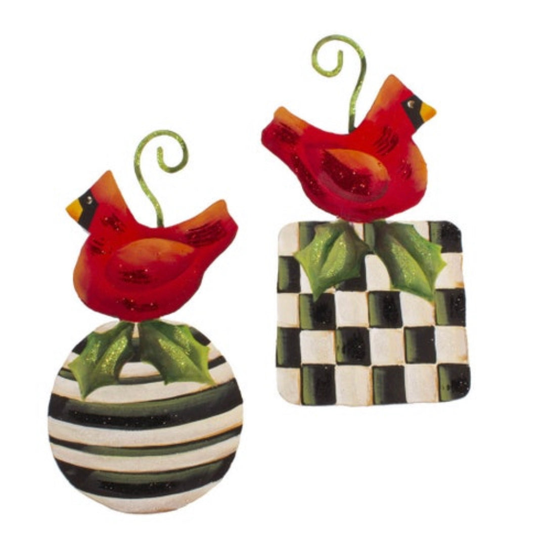 Red Cardinal Christmas Ornaments Set of 2