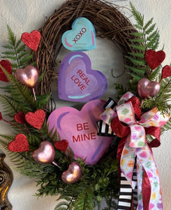 Conversation Hearts Wreath with Hearts