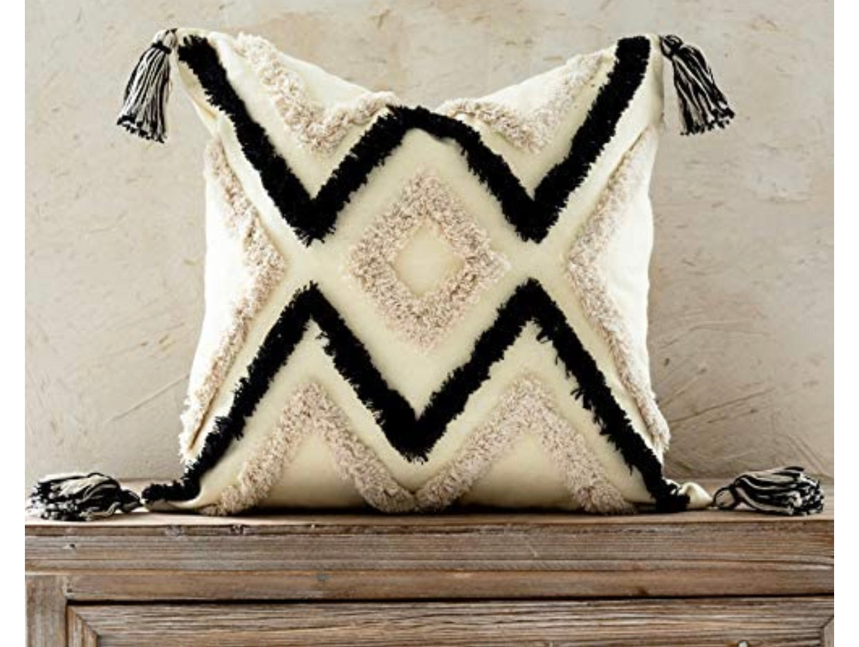 Boho Cream and Black 18”  Pillow