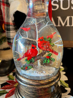 Load image into Gallery viewer, Set of 2 Snowglobe Cardinal LED Candlesticks
