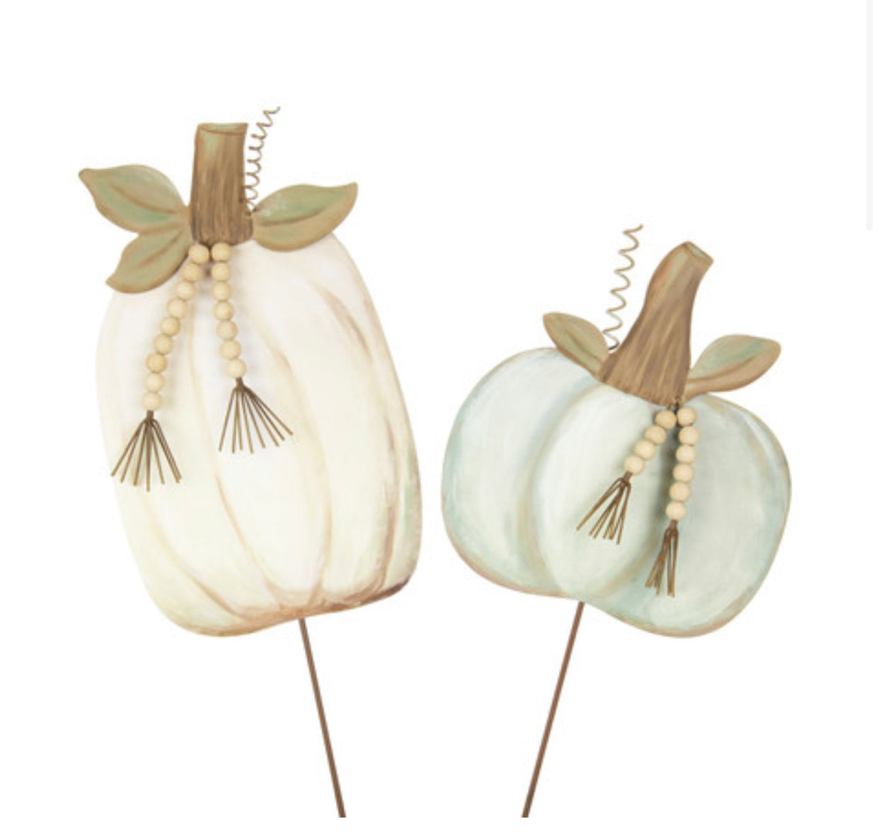 Green & Cream Pumpkins with Farmhouse Beads