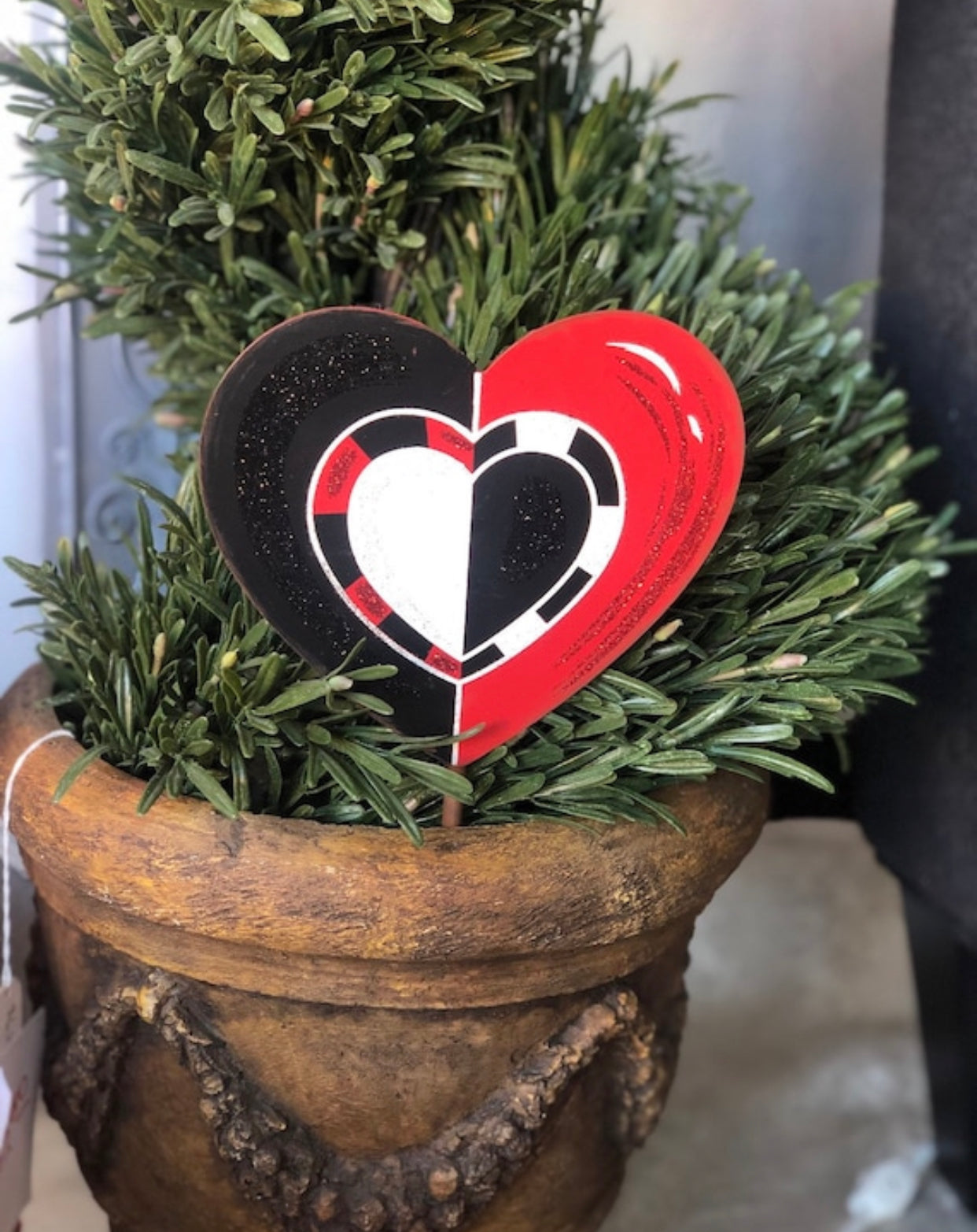 Valentines Day: Set of 3  Black & White Red Hearts