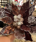 Load image into Gallery viewer, Copper Wine Glam Velvet Poinsettia with Sequins
