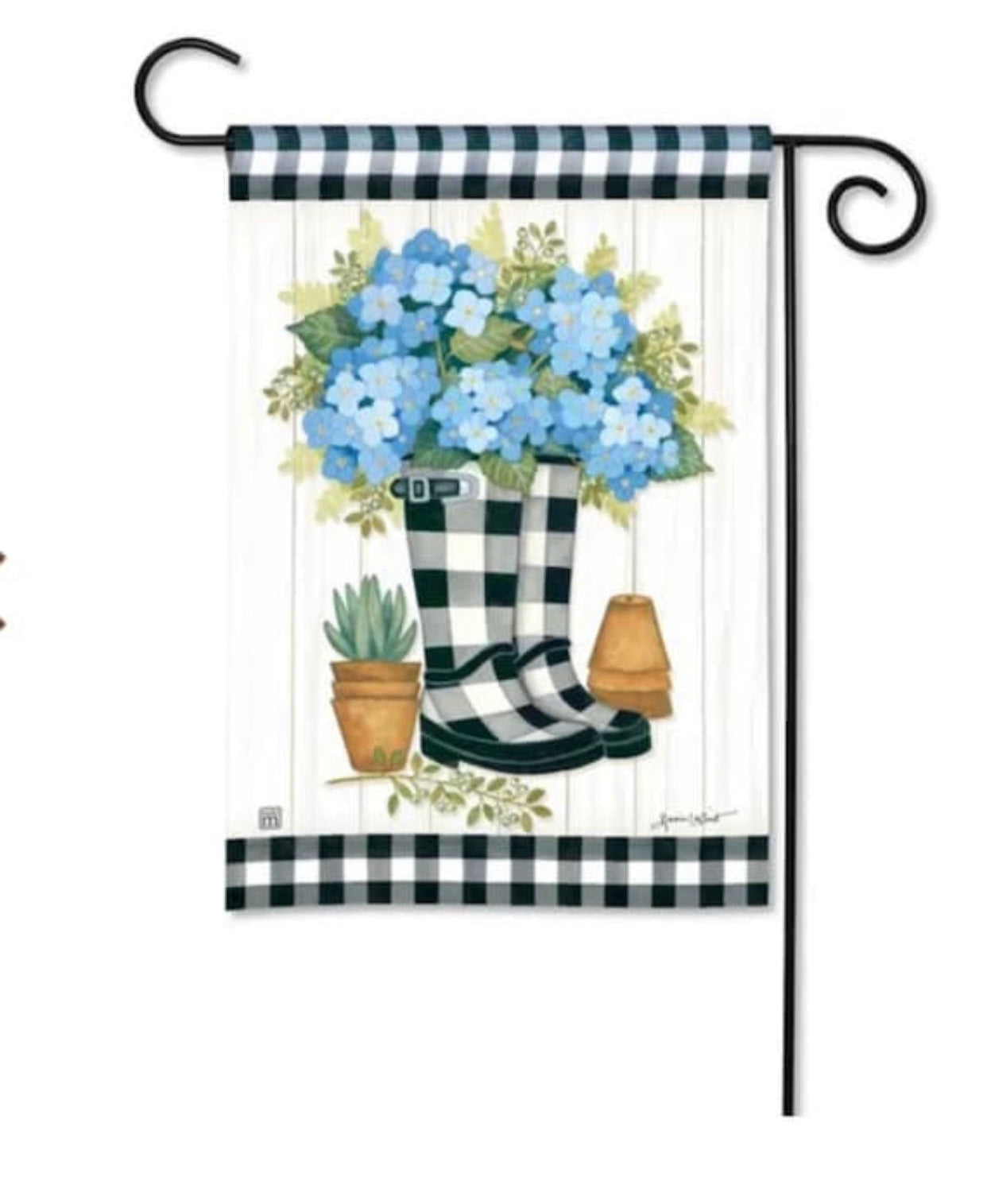 Spring Pack: Door Hanger and Flag Rain Boot Black and White