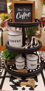 Load image into Gallery viewer, Farmhouse Black Wood 3-Tiered Tray
