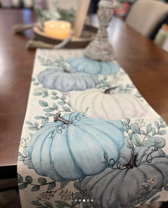 Blue & White Pumpkin Table Runner