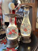 Load image into Gallery viewer, Set of 2 Snowglobe Cardinal LED Candlesticks
