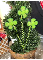 Load image into Gallery viewer, St Patrick’s Day Green Shamrock Trio Metal Stake
