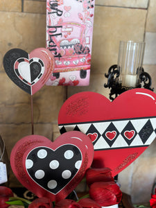 Valentines Day: Set of 3  Black & White Red Hearts