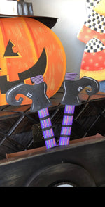 Load image into Gallery viewer, Purple Tights Metal Witch Legs
