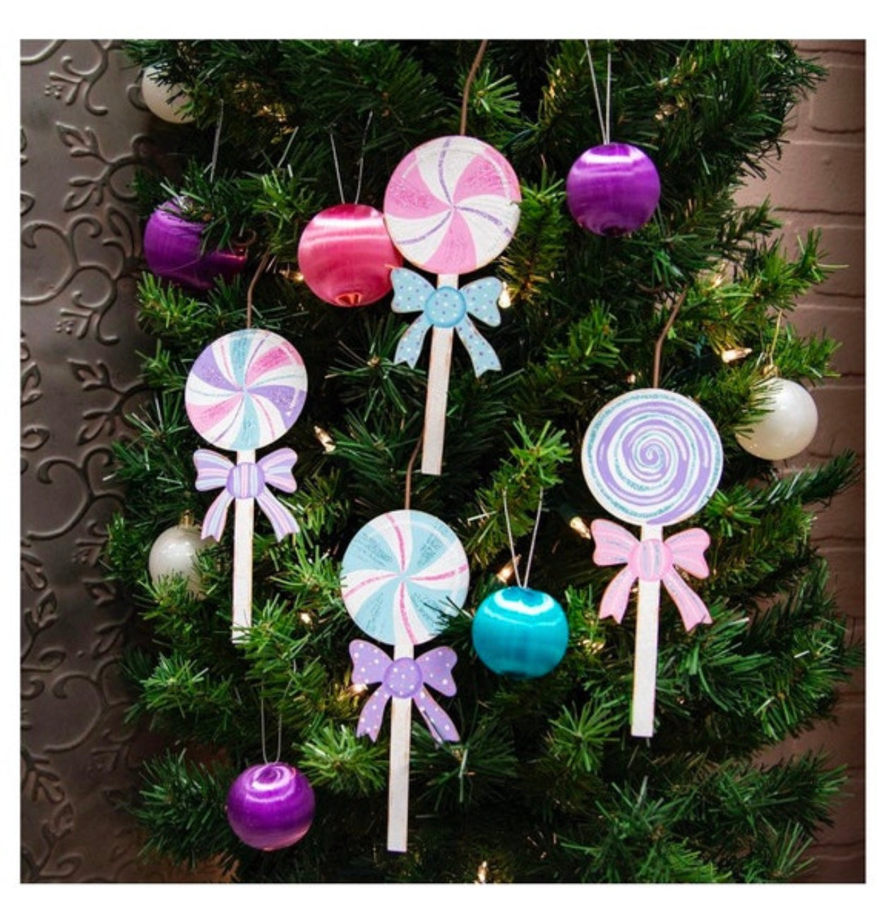 Set of 4 Pastel Lollipop Ornaments