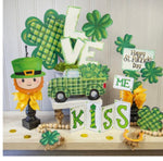 Load image into Gallery viewer, St Patrick’s Day Green Plaid Metal Truck Stake
