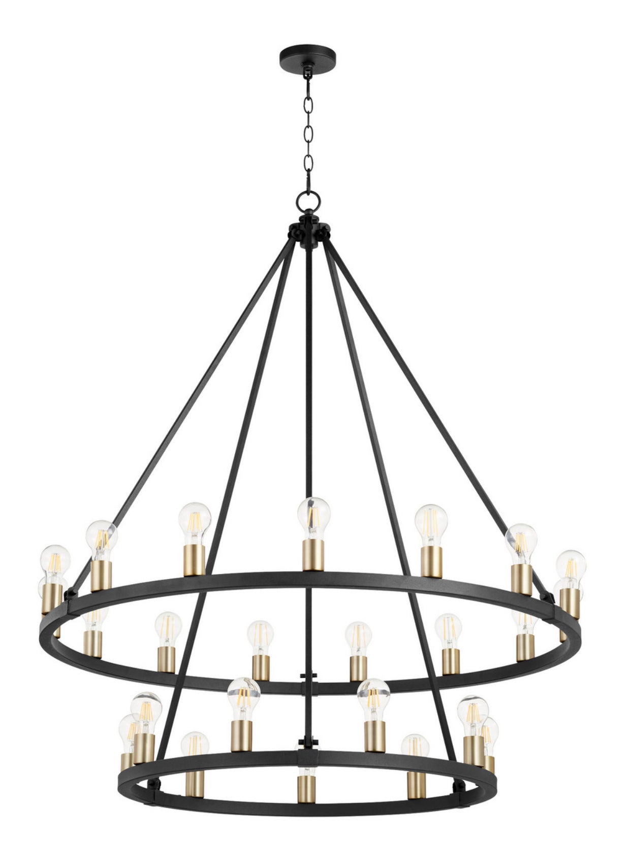 Paxton 2-tier 24 LT Chandelier in Noir with Aged Brass