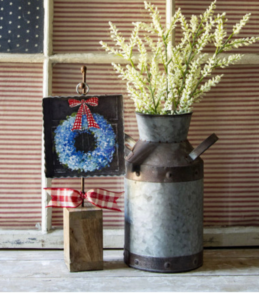 Americana: Blue Wreath and Patriotic Bow Mini Print