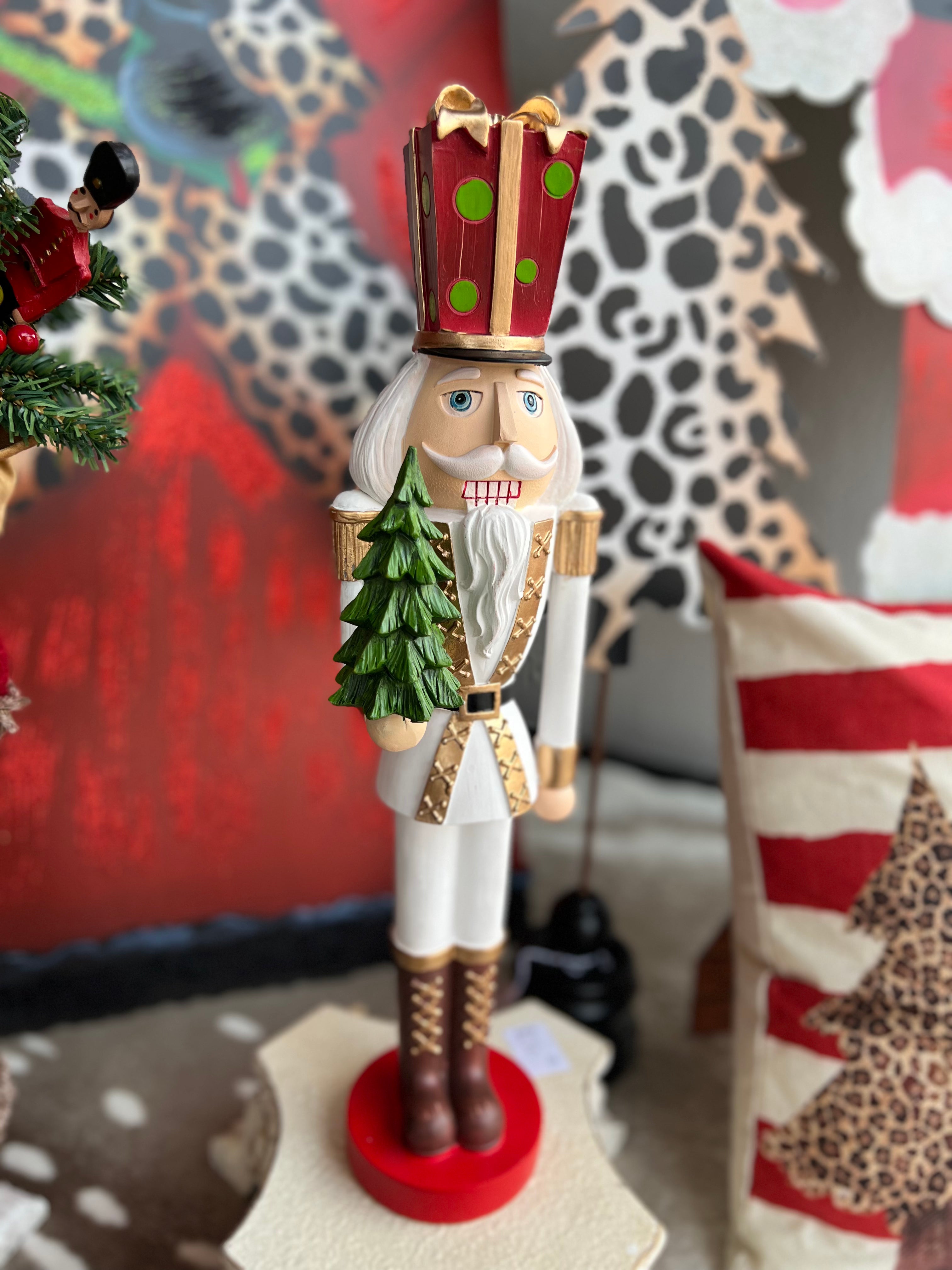 Nutcracker in White Maroon Dark Green and Gold