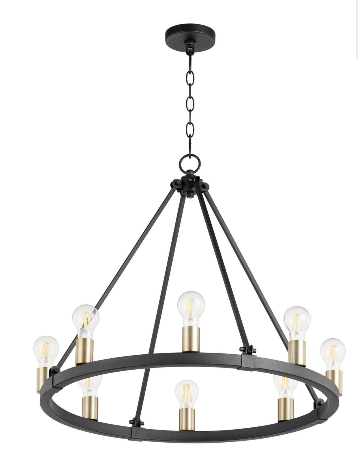 Paxton Round 8 LT Chandelier in Noir with Aged Brass