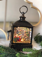 Load image into Gallery viewer, Nativity Holy Family Bronze Lantern Snow Globe with Light
