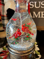 Load image into Gallery viewer, Set of 2 Snowglobe Cardinal LED Candlesticks
