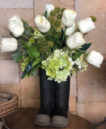 Load image into Gallery viewer, Rain Boots Tulip &amp; Hydrangea Arrangement
