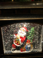 Load image into Gallery viewer, Santa Clause in Bronze Train Snow Globe LED
