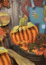 Load image into Gallery viewer, Set of 3 Orange Pumpkins with Easels and Stakes, Safe to Use Outdoor
