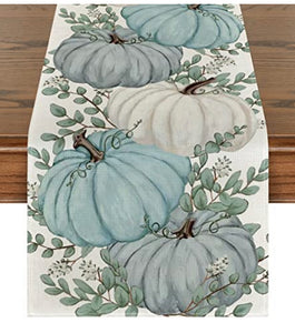 Blue & White Pumpkin Table Runner