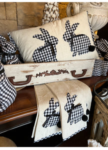 Black & White Gingham Bunnies Pillow