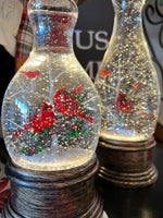 Load image into Gallery viewer, Set of 2 Snowglobe Cardinal LED Candlesticks
