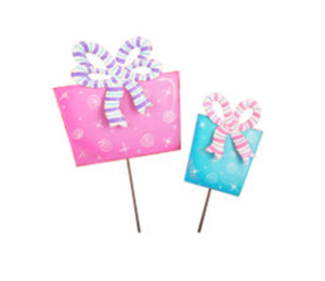 Pastel Pink, Blue Packages with Shimmer Finish Set of 2