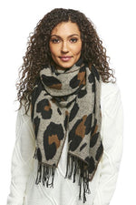 Load image into Gallery viewer, Leopard Gray Scarf
